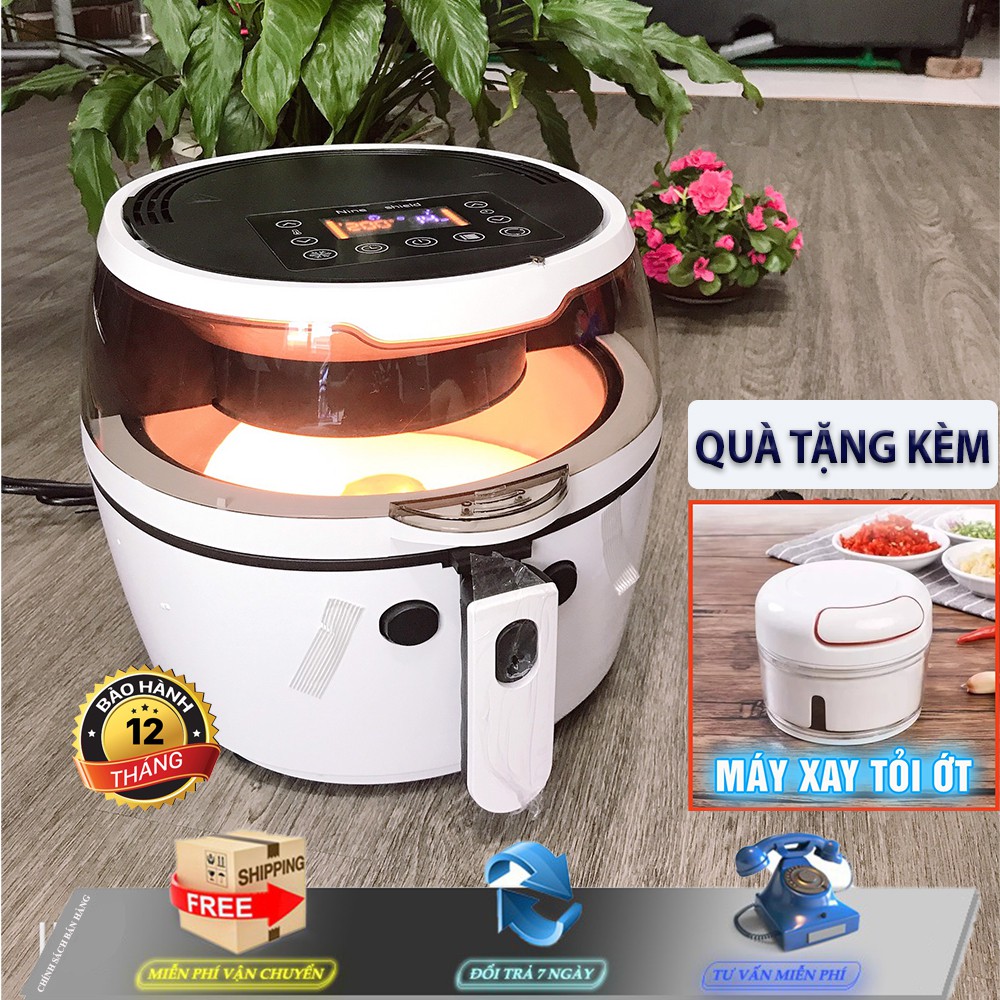 [FreeShip40k] Nồi chiên không dầu 8 Lít Nine Sheild, ĐK Điện Tử Cảm Ứng, Tự đảo, 1500W, BH 12T